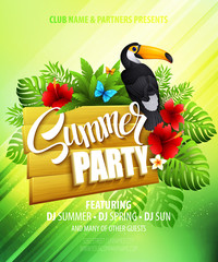 Wall Mural - Summer party. Template poster. Vector illustration