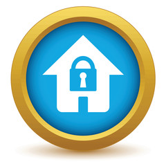 Poster - Gold lock house icon
