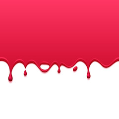 Wall Mural - Red drips on white back. Paint or juice drops.