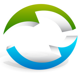Aufkleber - 3d Circular, rotating arrows in oval fashion
