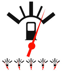 Poster - Fuel, gas meter vector elements with red pointers