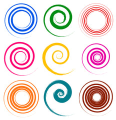 Leinwandbilder - Set of colorful, grungy spiral elements