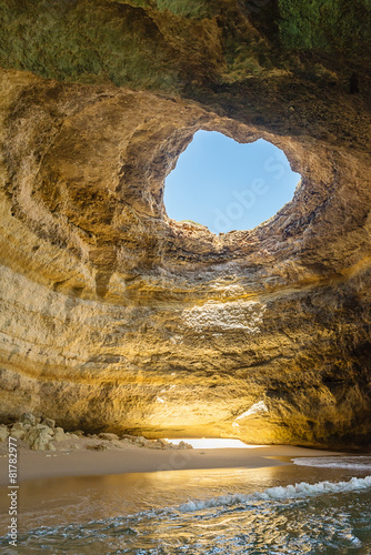 Obraz w ramie Inside the cave on the coast of the Algarve in Portugal.