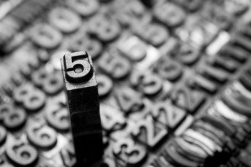 vintage letterpress alphabet and number background