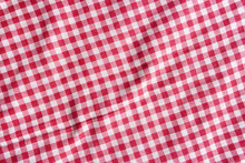 Red And White Picnic Tablecloth Texture.