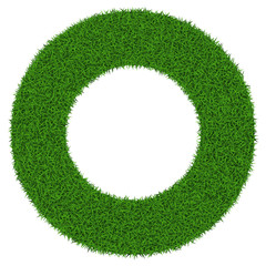 Wall Mural - Circle grass frame with copy-space on white background
