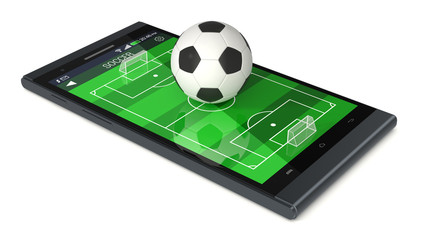 Wall Mural - soccer and new communication technology