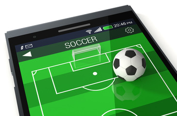 Wall Mural - soccer and new communication technology