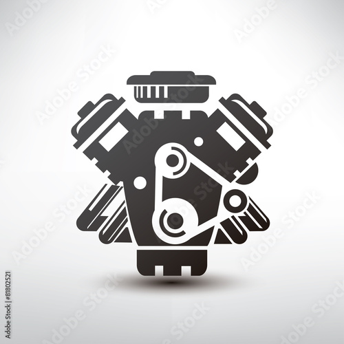 Fotomural car engine symbol, stylized vector silhouette of automobile moto