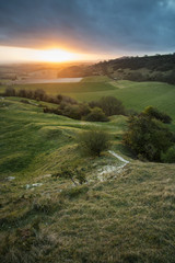 Canvas Print - Stunning vibrant Spring sunrise over English countryside landsca