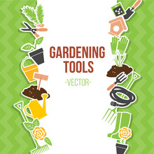 Spring Gardening Tools Set, Isolated Clipart