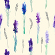 Seamless pattern with Watercolor lavender flowers