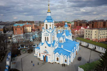 Wall Mural - Aerial view on Znamensky Cathedral. Tyumen. Russia