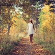 © VectorART - beautiful young girl on autumn road in autumn dress