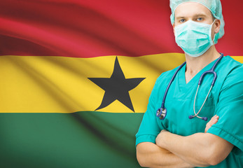 Wall Mural - Surgeon with national flag on background series - Ghana