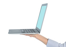 Woman Hand Holding  Laptop