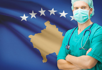 Wall Mural - Surgeon with national flag on background series - Kosovo