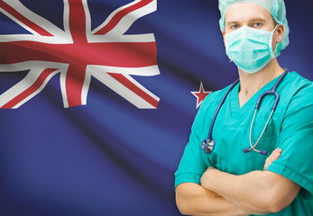 Wall Mural - Surgeon with national flag on background series - New Zealand