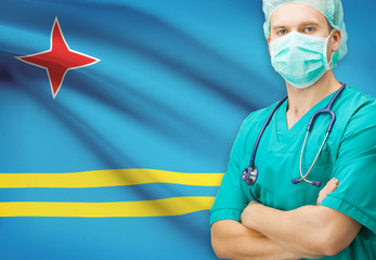 Wall Mural - Surgeon with national flag on background series - Aruba