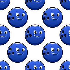 Wall Mural - Seamless cartoon blue bowling ball characters pattern