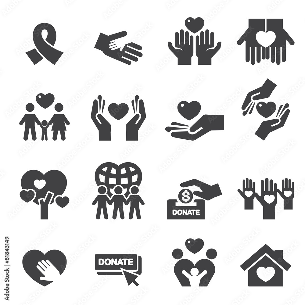 Charity Silhouette icons - obrazy, fototapety, plakaty 