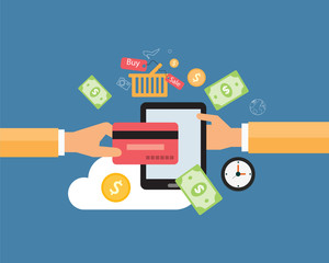 Poster - business online payment and shopping online concept