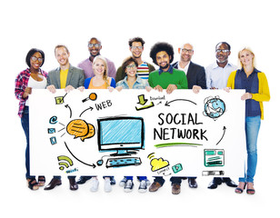 Wall Mural - Social Network Social Media People Diversity Banner Concept