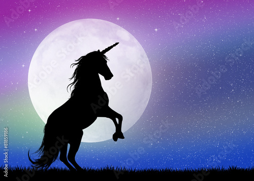 Fotomural Unicornio en la luz de la luna