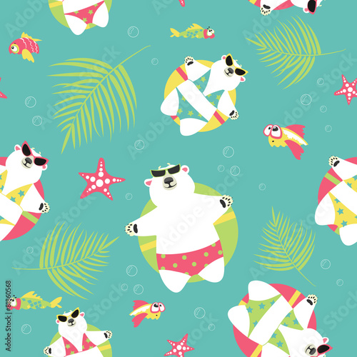 Fotografia Seamless vector background with polar bears and sea
