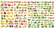 set of vegetable and fruit on white background
