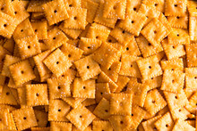Background Texture Of Square Cheese Crackers