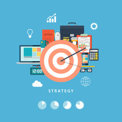 Poster - Business strategy and activity. Office objects.
