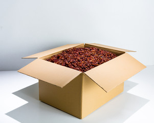 Brown raisins in the box