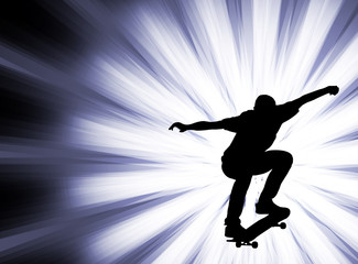 Poster - skateboarder on the abstract background - vector
