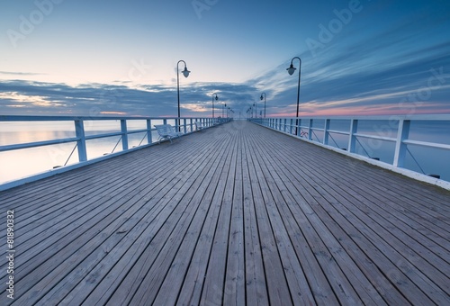 Obraz w ramie Seascape with pier. Molo in Orlowo, Gdynia