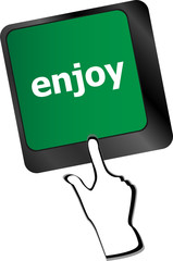 Poster - enjoy word on keyboard key, notebook computer button