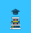 © -=MadDog=- - Flat icons of graduation cap and  heap textbooks