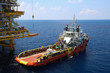 Crane operation on offshore construction platform