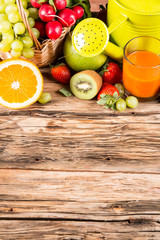  Fresh juice carrot, Healthy drink on wood, breakfast concept