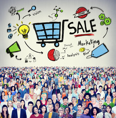 Canvas Print - Sale Marketing Analysis Price Tag Branding Vision Share Concept