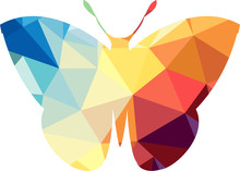 Triangle Polygonal Silhouette Of Butterfly