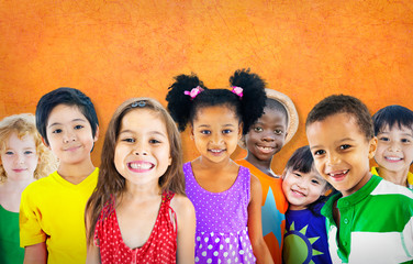 Sticker - Diversity Children Friendship Innocence Smiling Concept