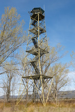 Fire Detection Watch Tower Surruonded By Deciuous Trees In Spain