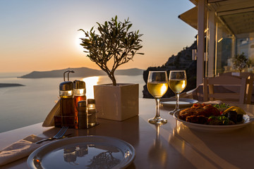 Wall Mural - Romantic dinner for two at sunset