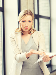 Sticker - worried woman with documents