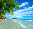 Beautiful tropical beach on the background of island