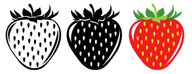 Poster - Vector strawberries in color and black and white