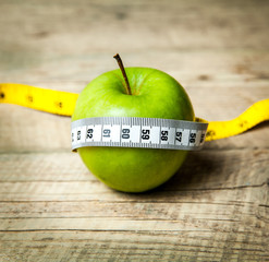 Wall Mural - fruit. Apple and centimeter. Healthy eating