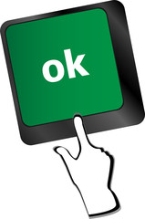 Poster - ok button on keyboard keys, business concept vector