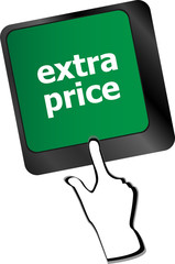 Poster - extra price word key or keyboard keys, discount concept vector